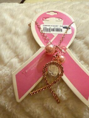 Chic Pink Ribbon Pendant Necklace